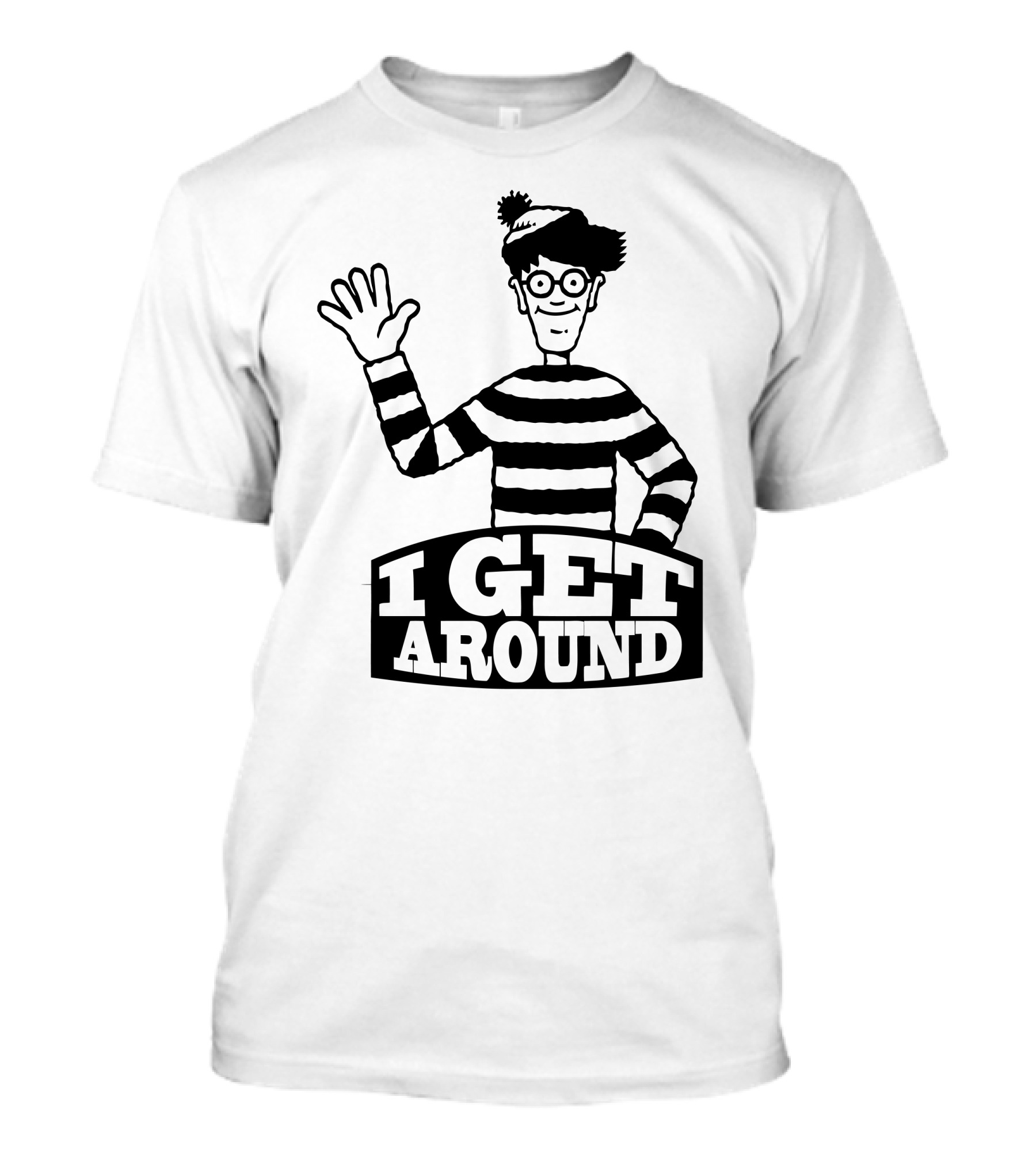 I Get Around Where's Waldo Striped Sweater Character Waving T-Shirt
