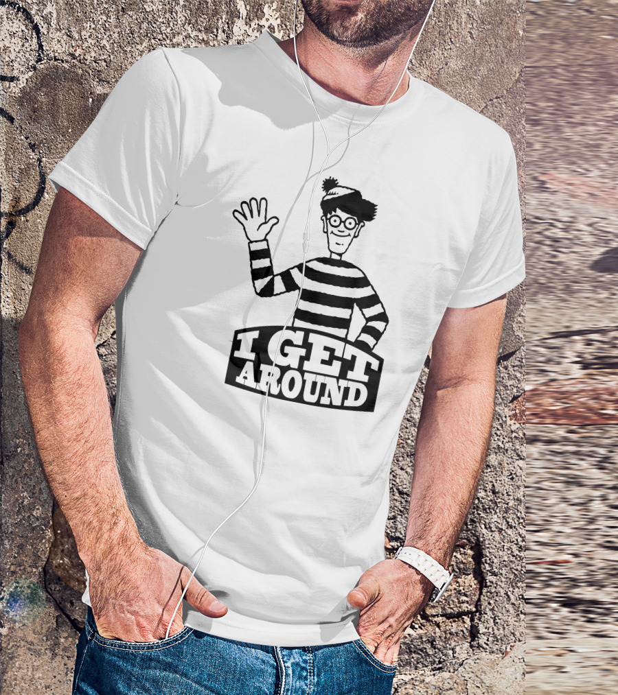 I Get Around Where's Waldo Striped Sweater Character Waving T-Shirt