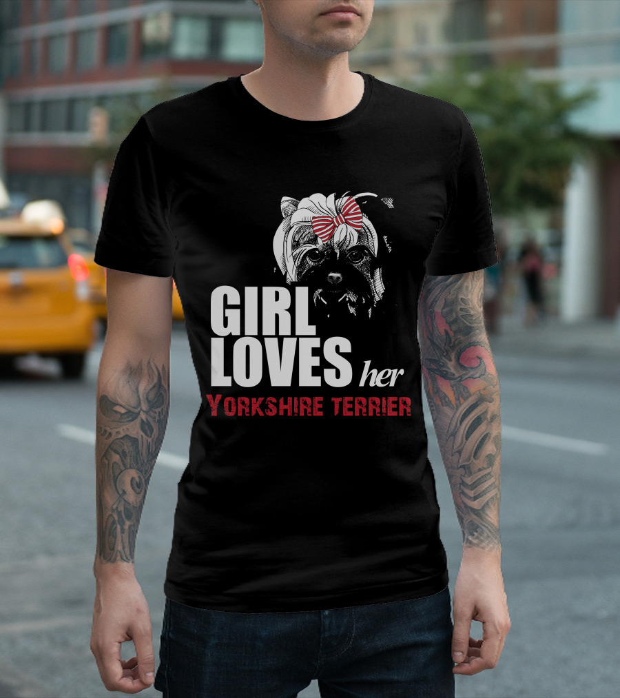 This Girl Loves Her Yorkshire Terrier with Red Bowtie T-Shirt