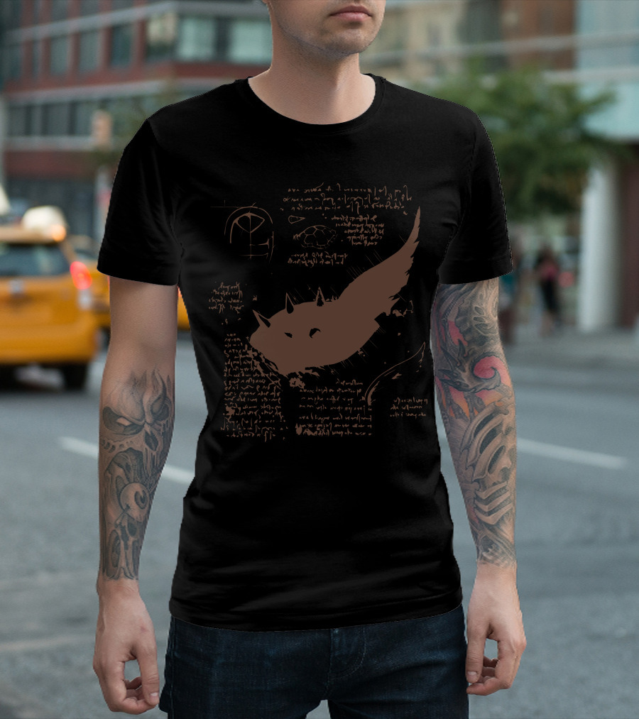 To The Top In The Style Of Da Vinci Winged Creature and Text Accents T-Shirt
