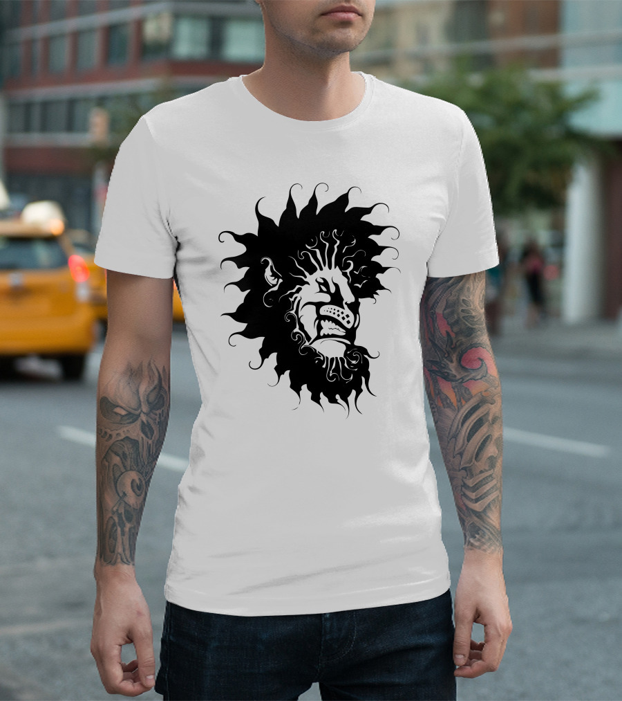 Angry Lion Fierce Roaring Face With Flowing Mane T-Shirt