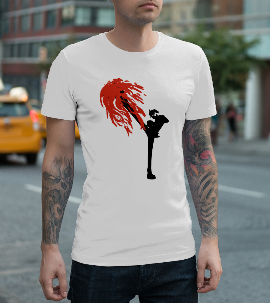 Black Leg Red Fiery Kick T-Shirt