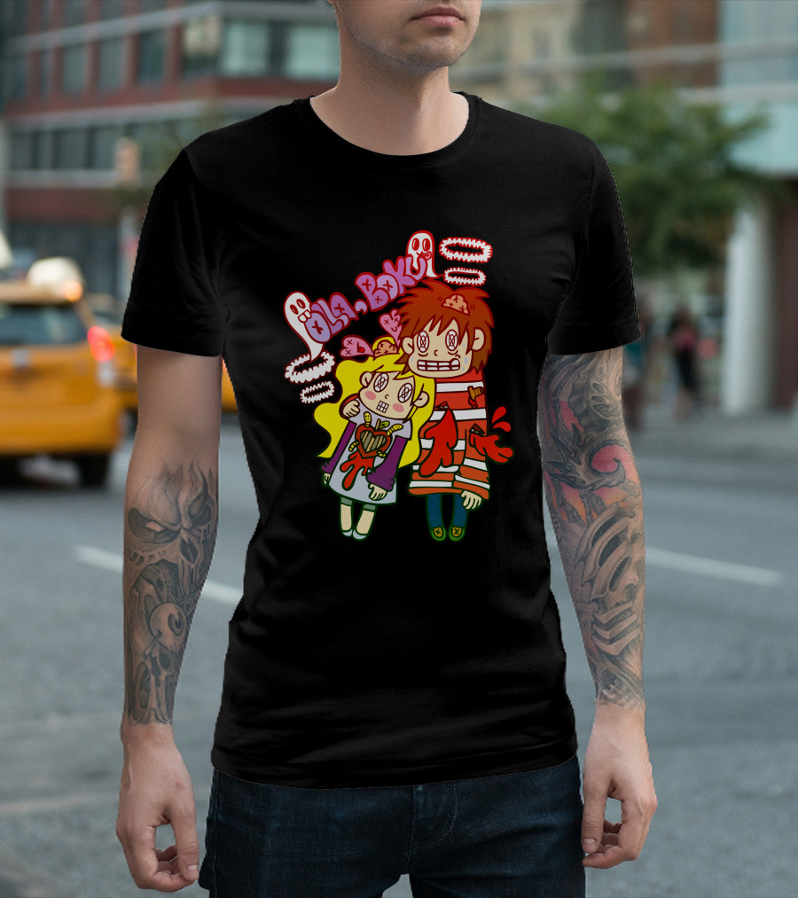Ola Boku Bleeding Couple Ghosts Striped Hair Eyes Hearts T-Shirt
