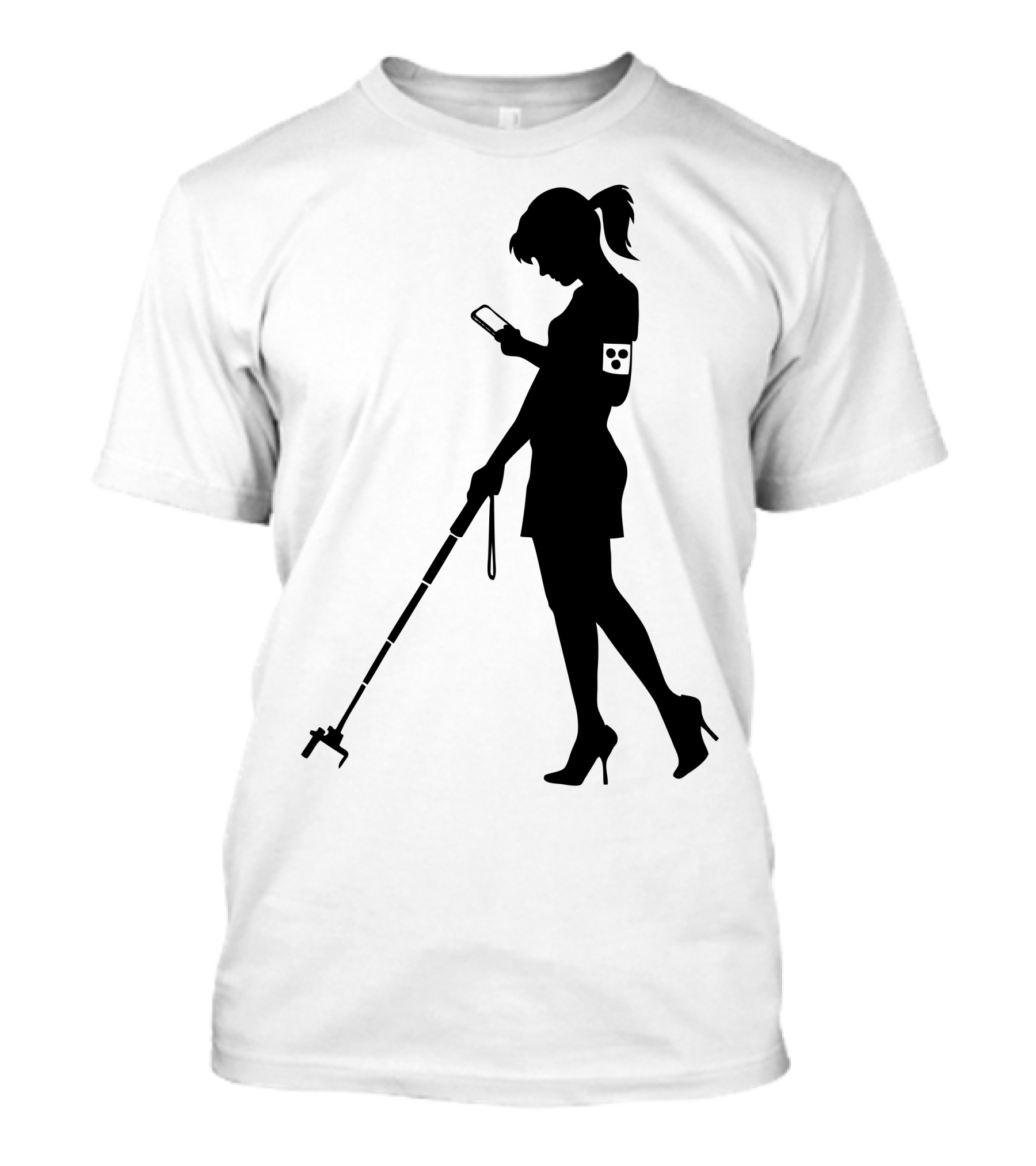 Blind Girl Silhouette With Smartphone And Cane T-Shirt