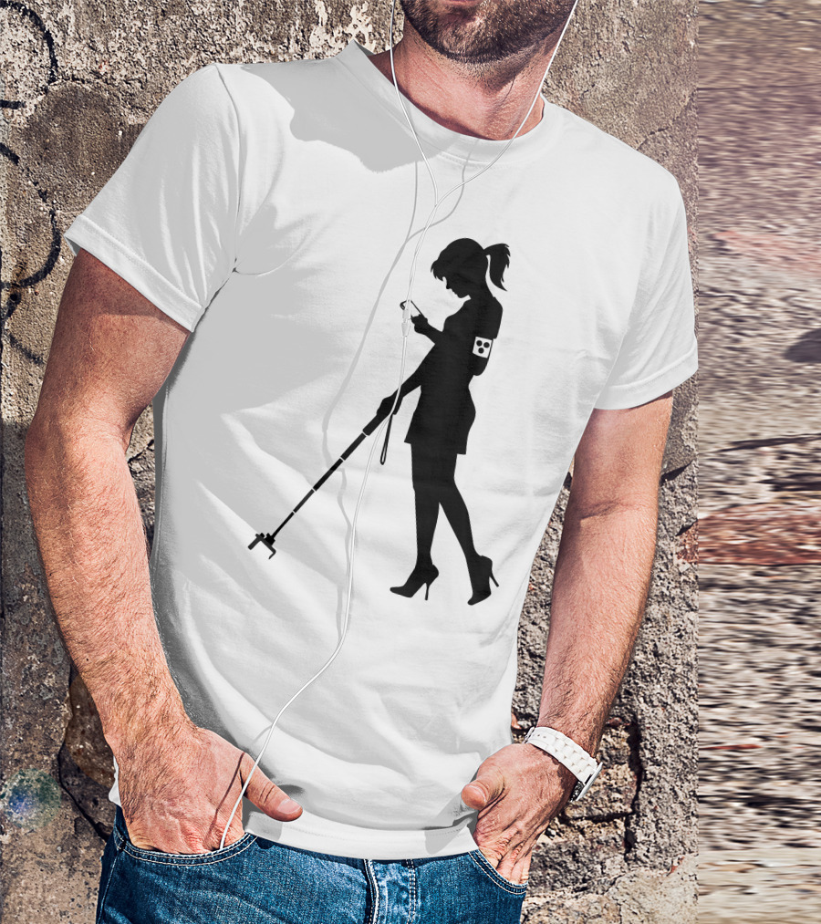 Blind Girl Silhouette With Smartphone And Cane T-Shirt