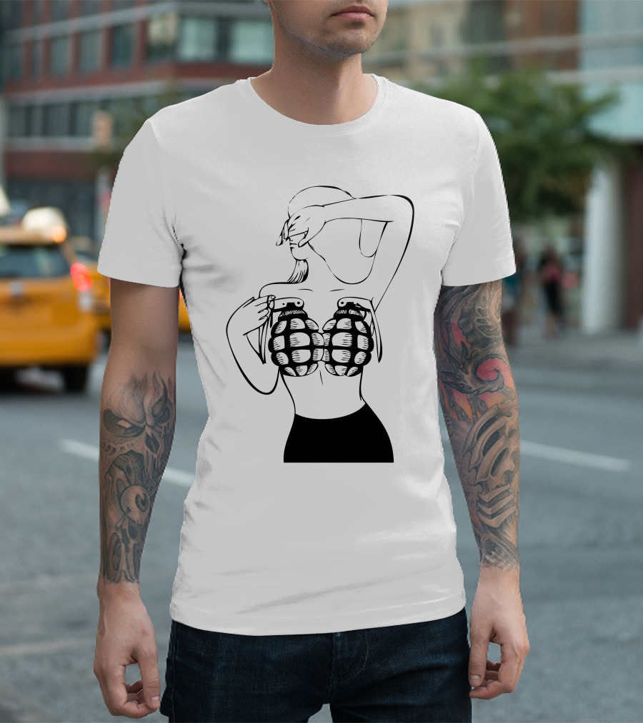 Booby Trap Grenade Bra Pin-Up T-Shirt