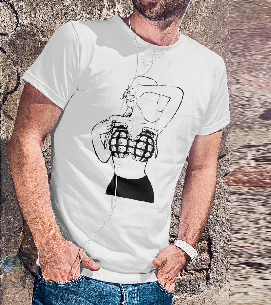 Booby Trap Grenade Bra Pin-Up T-Shirt