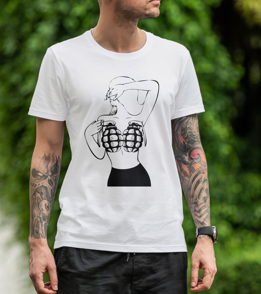 Booby Trap Grenade Bra Pin-Up T-Shirt