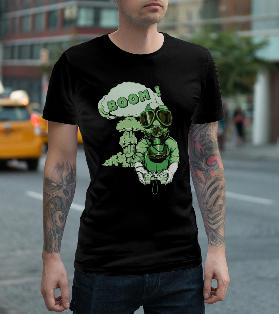 BOOM Controller Gas Mask Gamer Explosion T-Shirt