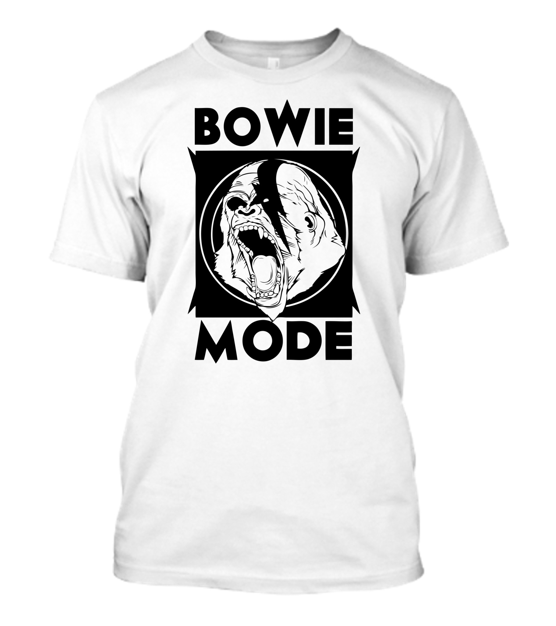 Bowie Mode Gorilla Face With Ziggy Stardust Lightning Bolt T-Shirt
