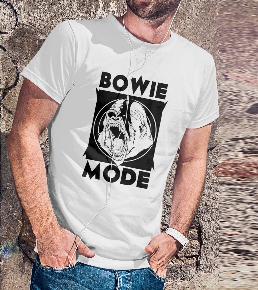 Bowie Mode Gorilla Face With Ziggy Stardust Lightning Bolt T-Shirt