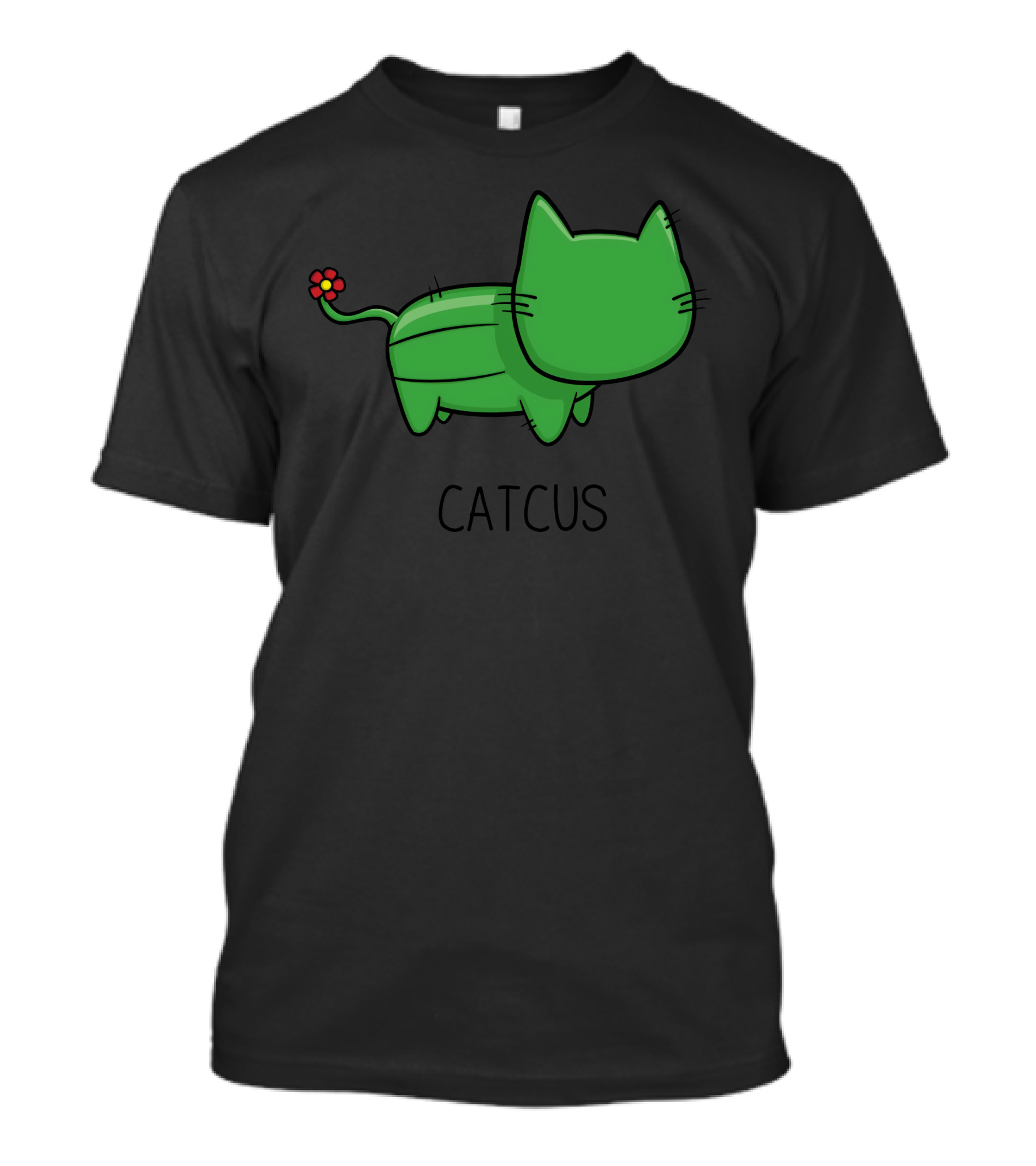 Catcus Green Cactus Cat With Flower Tail T-Shirt