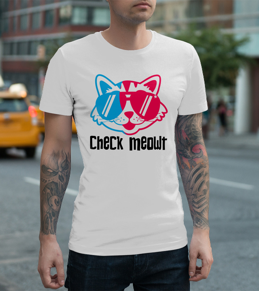 Check Meowt Cool Cat with Sunglasses T-Shirt