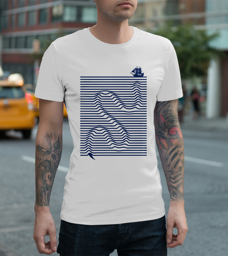 Deep Rising Nautical Ship And Serpent Waves T-Shirt