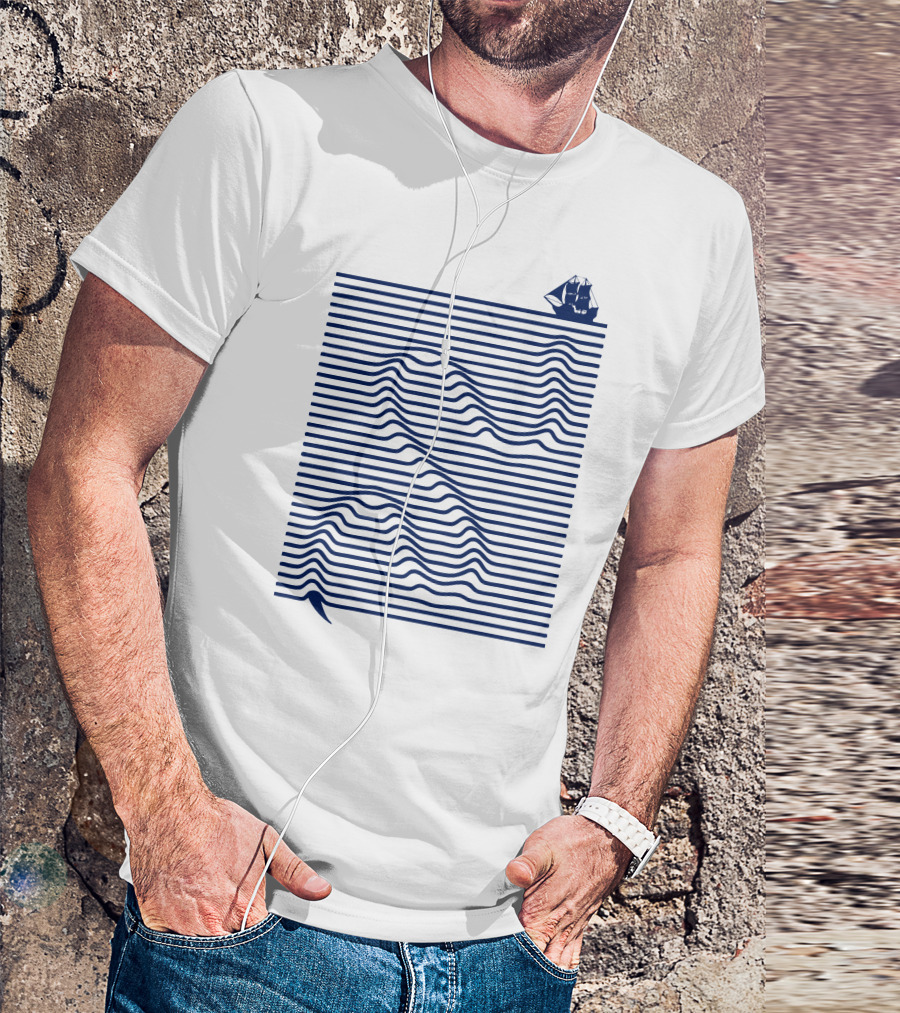 Deep Rising Nautical Ship And Serpent Waves T-Shirt