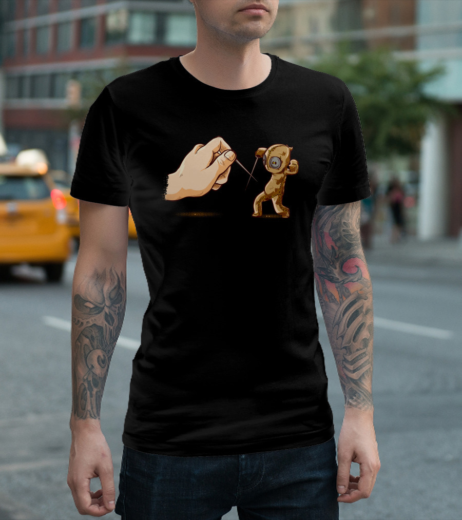 Fencing Voodoo Doll Puppet Duel with Needle and Hand T-Shirt