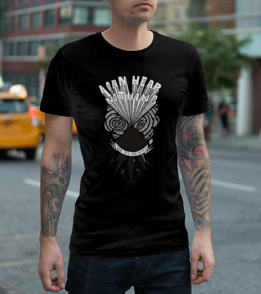 I Can Hear Nothing I Can See Nothing Owl Illusion T-Shirt