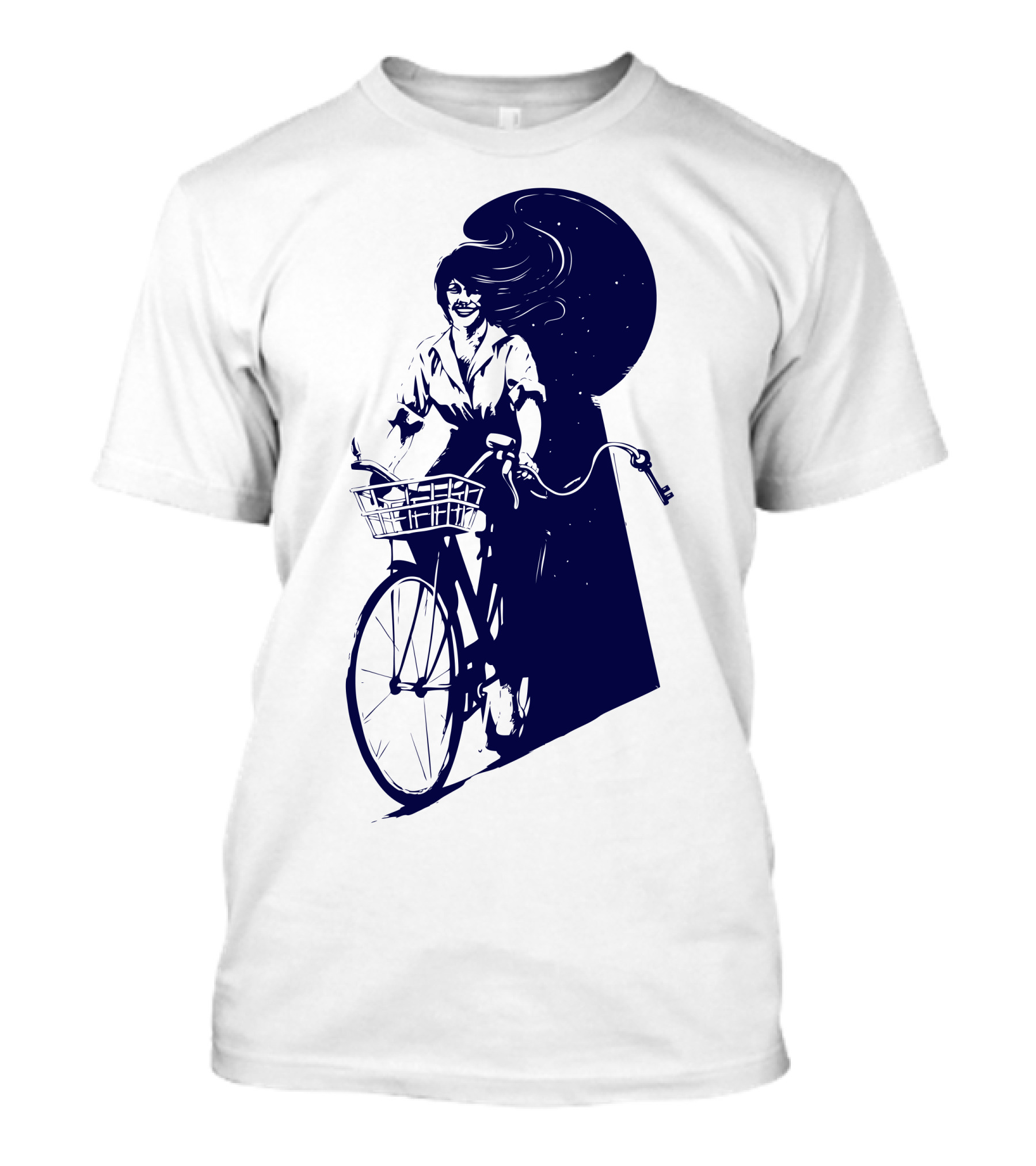 Just Passing Through Bicyclist And Moonlit Night Scene T-Shirt