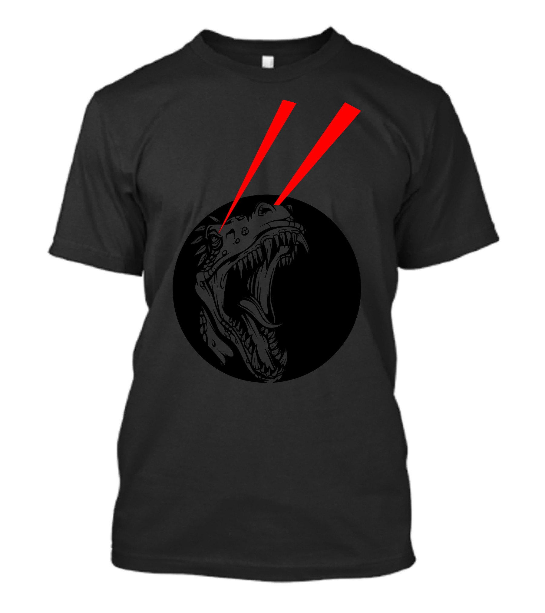 Modern Raptor Red Laser-Eyed Dinosaur T-Shirt