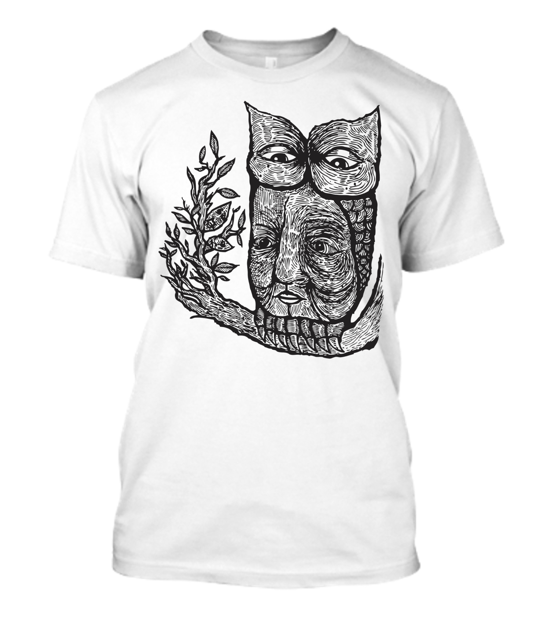Owl Face With Branch Eyeglasses T-Shirt
