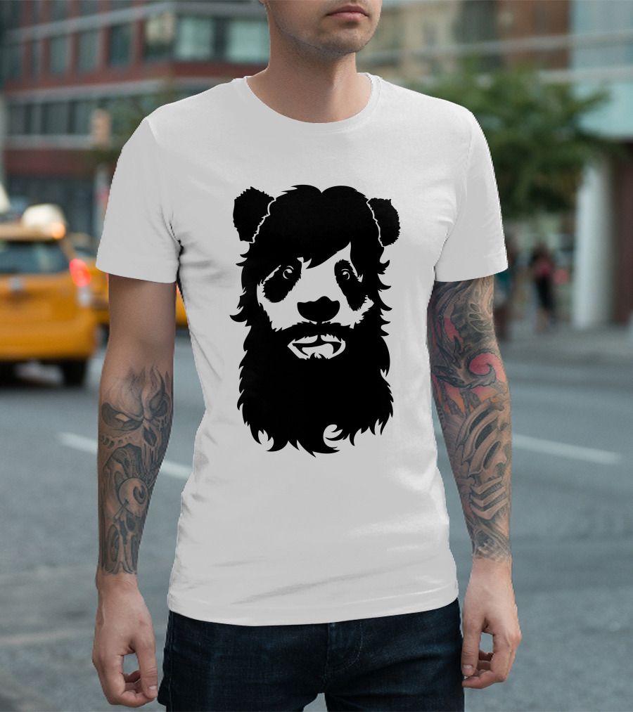 Panda Beard Silhouette Face Fusion T-Shirt