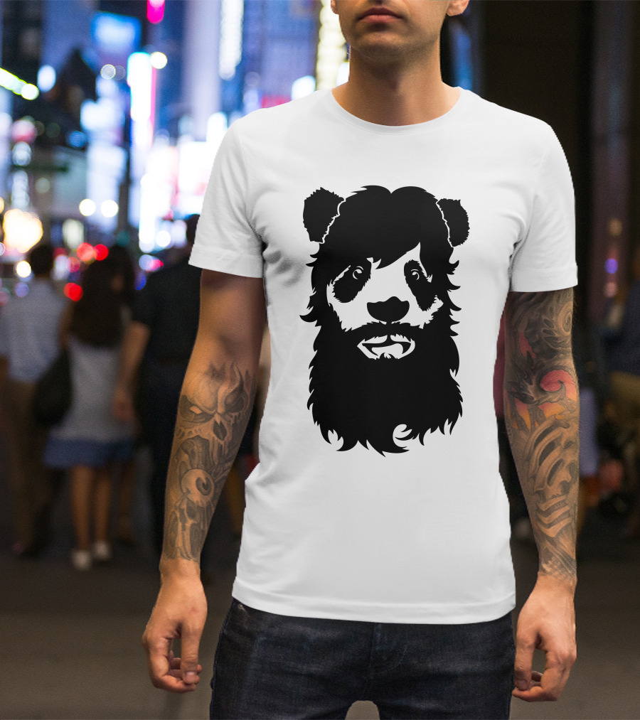 Panda Beard Silhouette Face Fusion T-Shirt