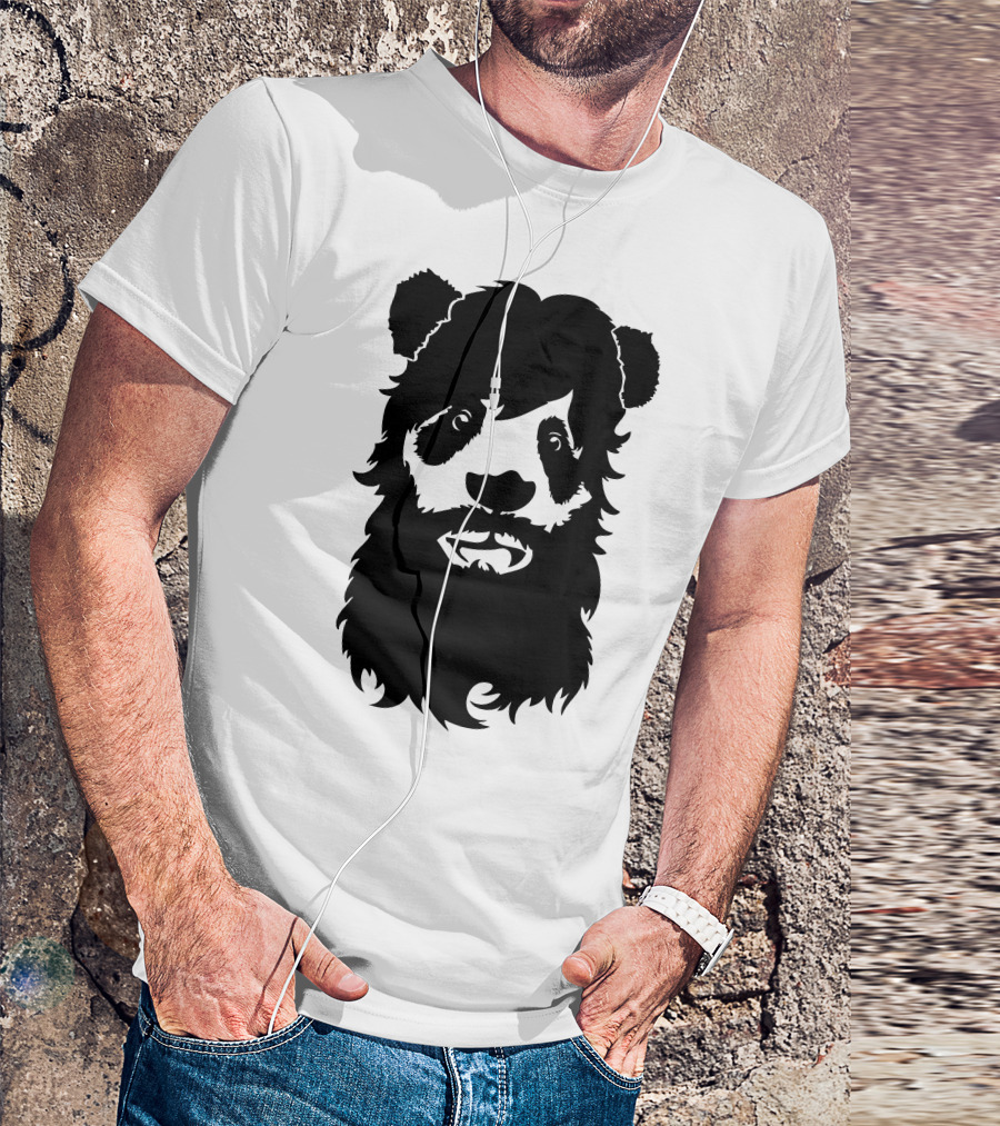 Panda Beard Silhouette Face Fusion T-Shirt