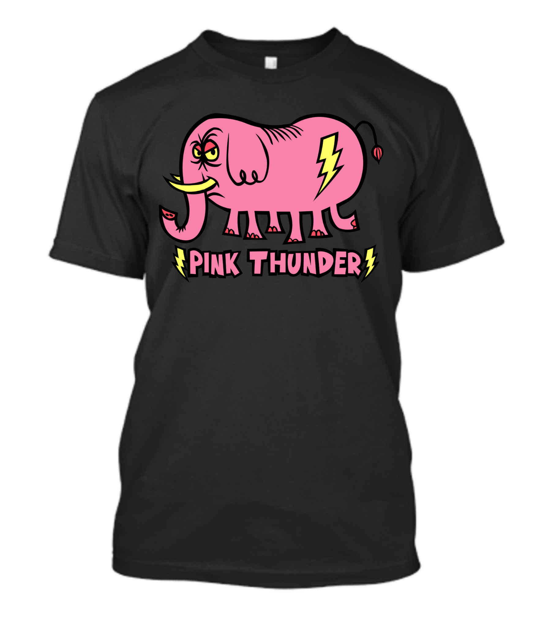 Pink Thunder Angry Elephant With Lightning Bolt Icons T-Shirt