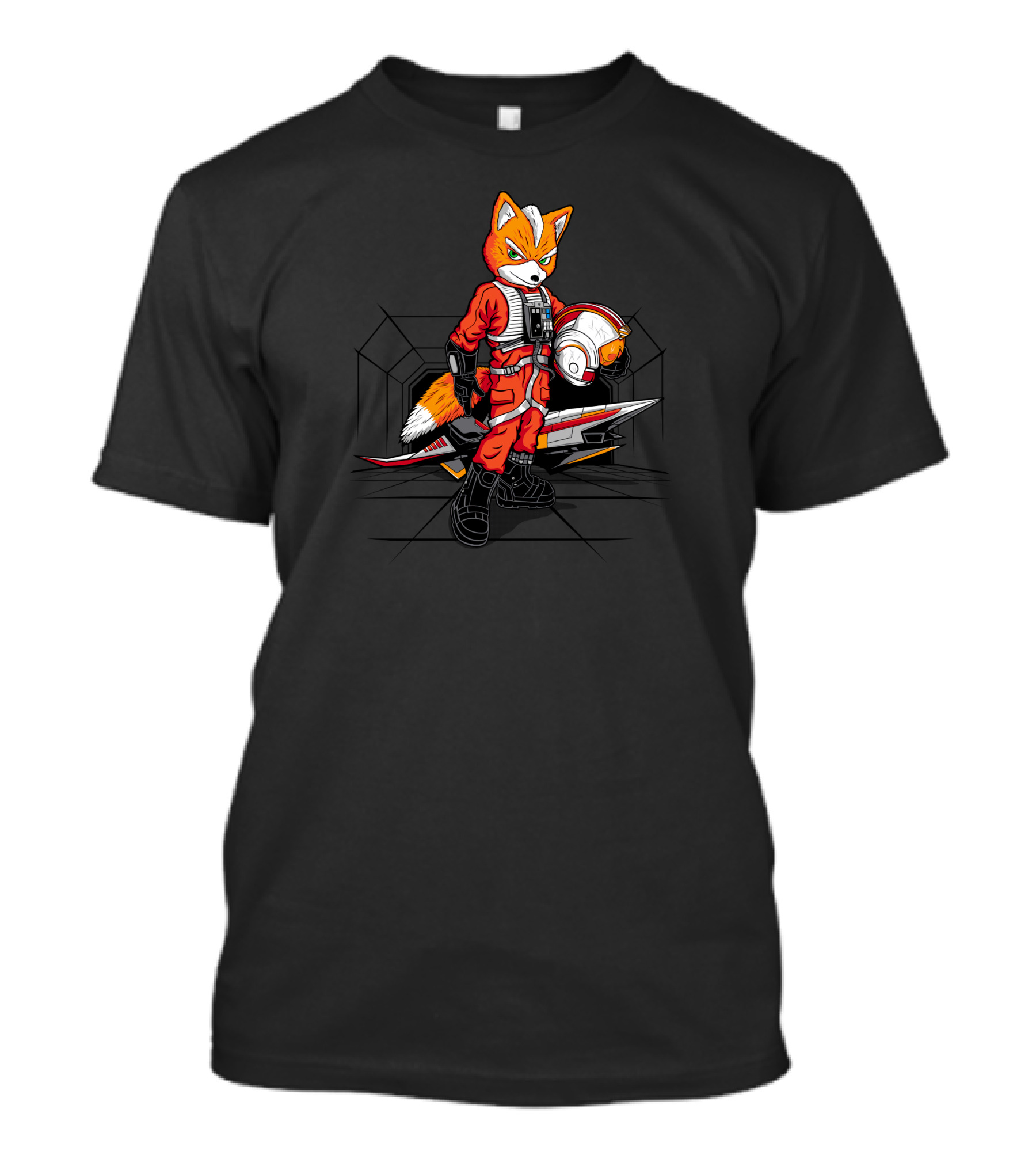 Rebel Fox Starfighter Pilot Outfit Helmet And Spaceship T-Shirt