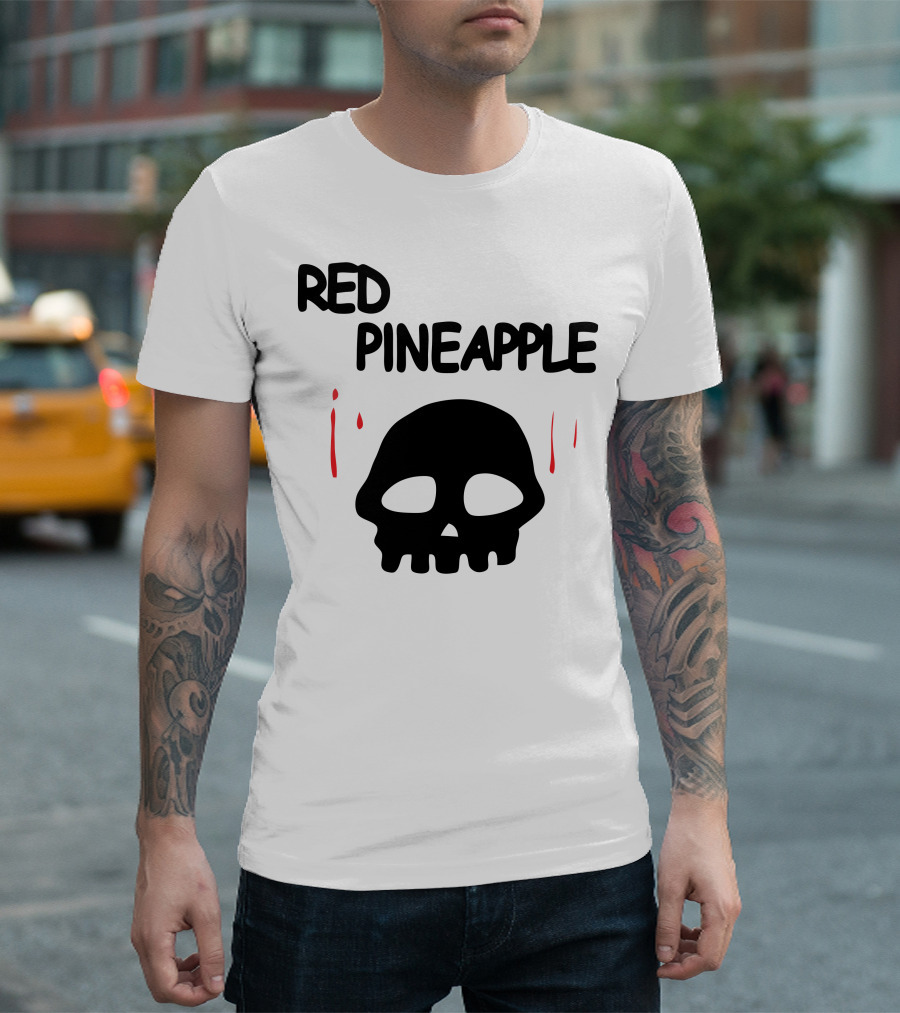 Red Pineapple Skull With Red Drips T-Shirt