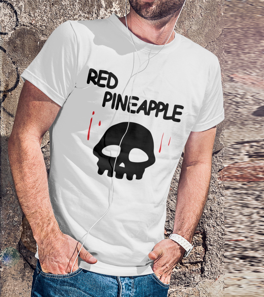 Red Pineapple Skull With Red Drips T-Shirt