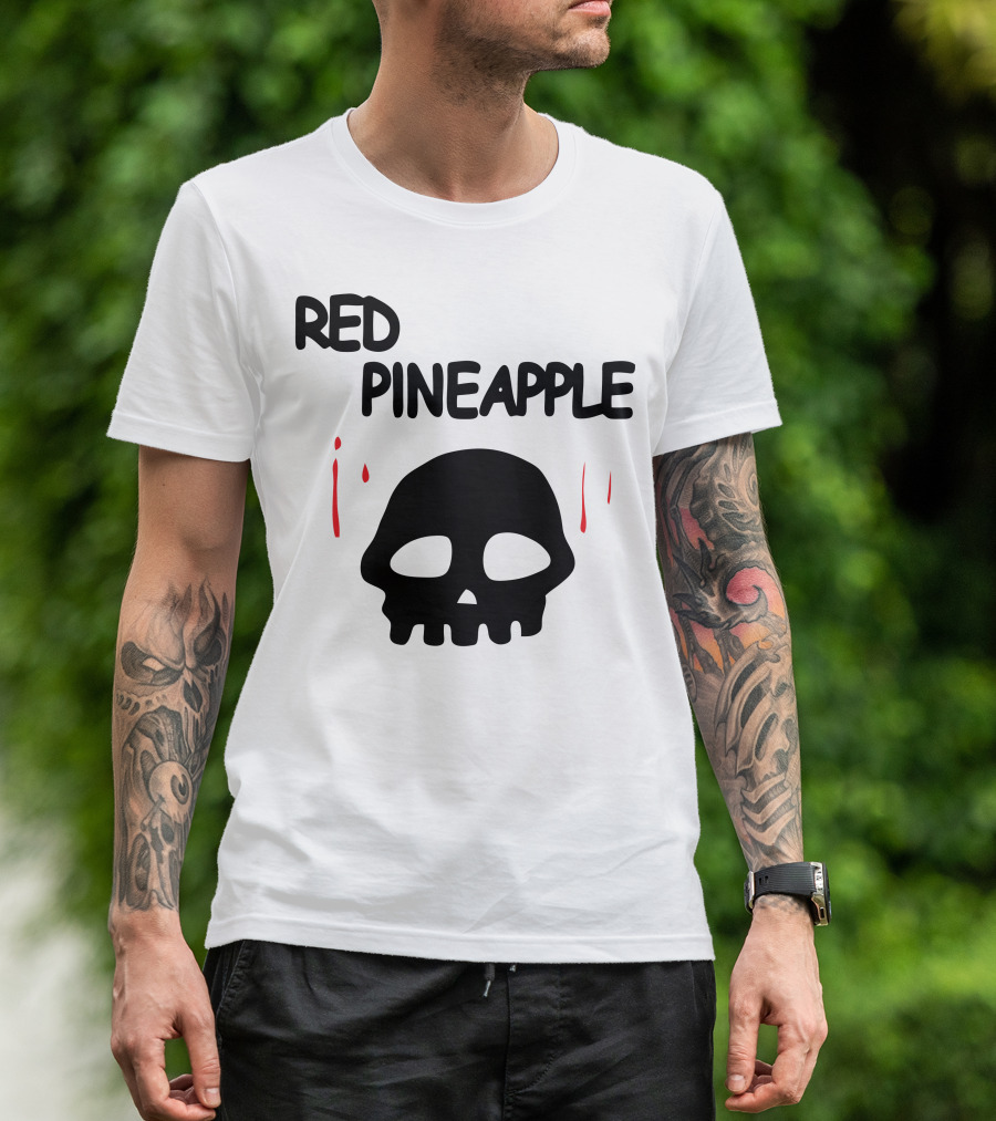 Red Pineapple Skull With Red Drips T-Shirt