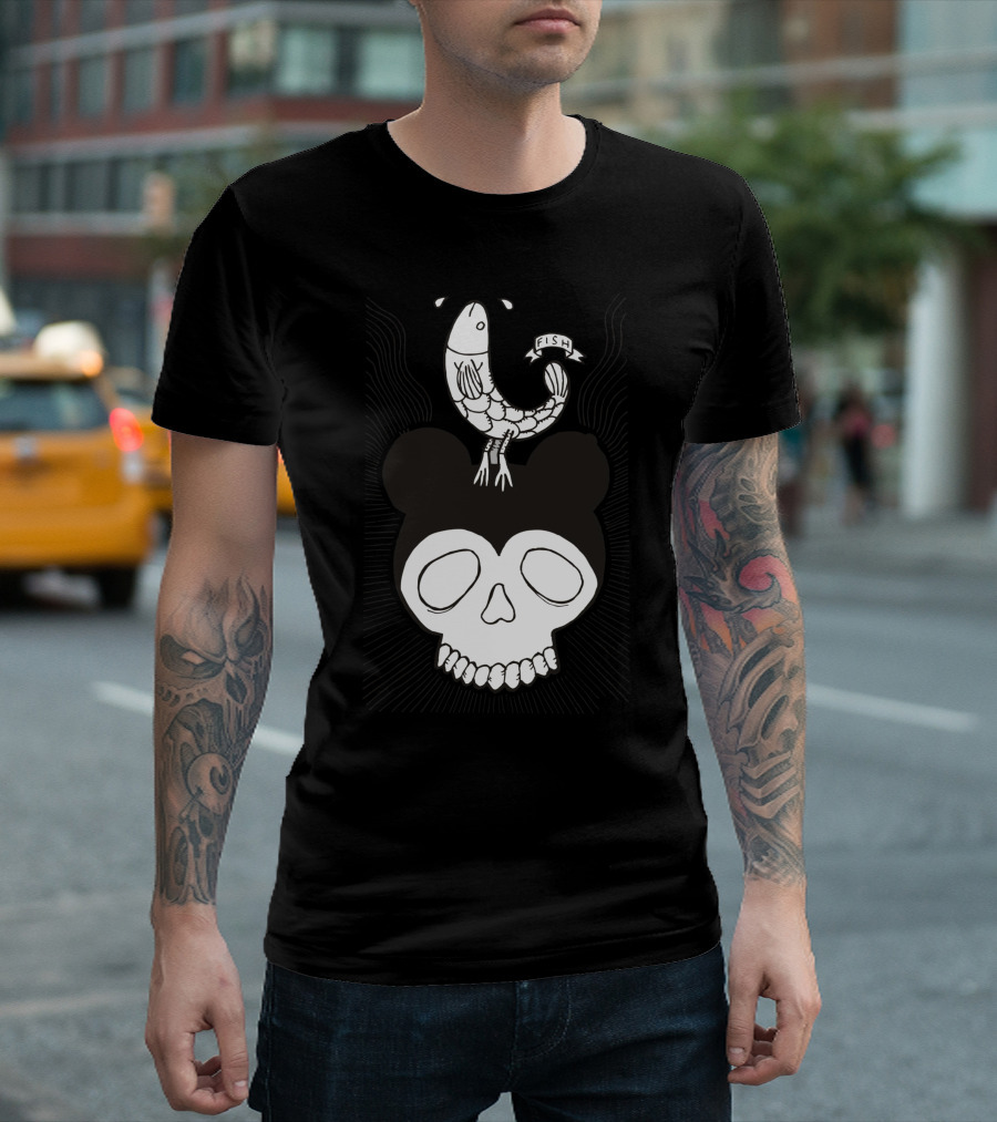 Scull and Fish With Bear Ears T-Shirt