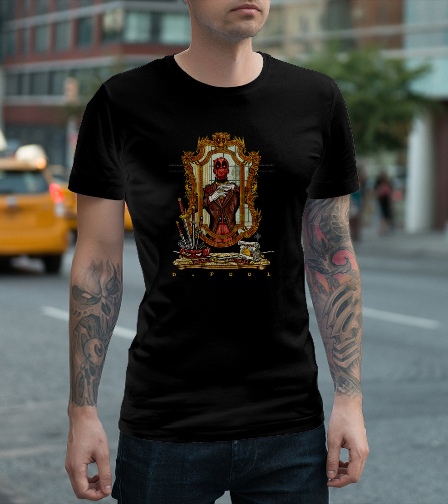 Sir D Pool Victorian Mirror Reflection with Swords and Skulls T-Shirt