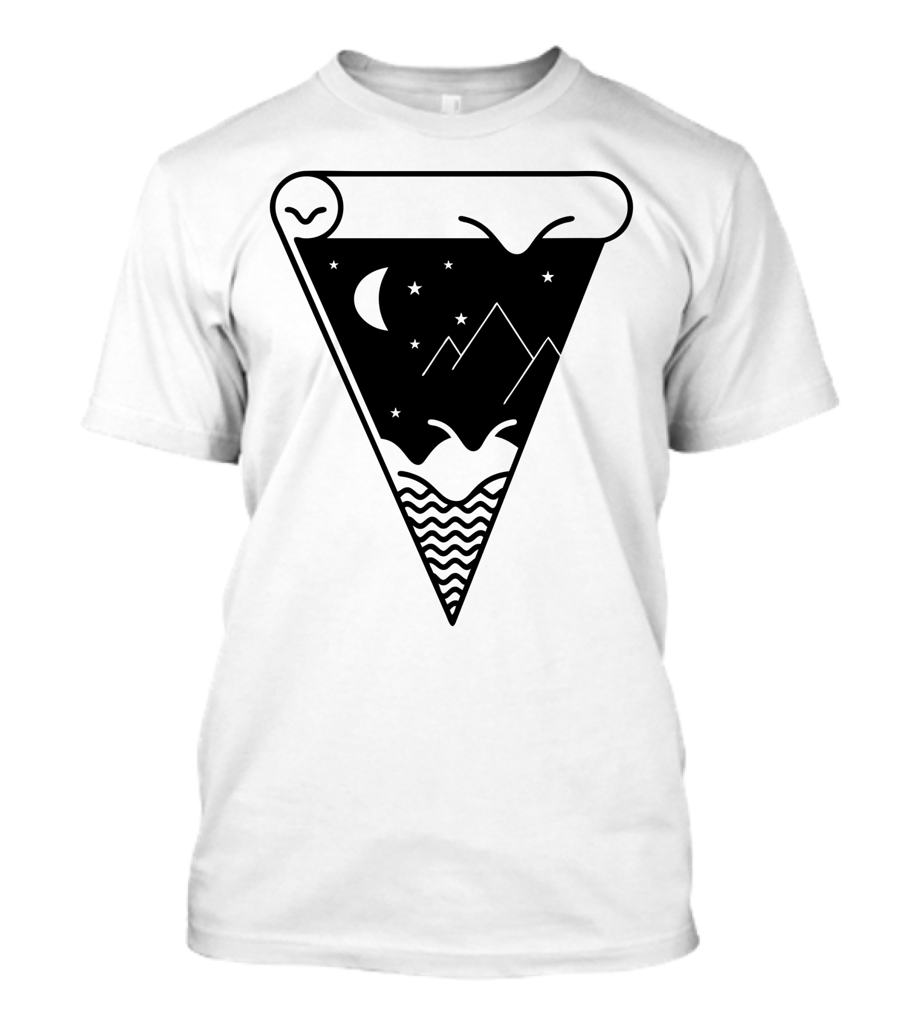 Night Sky Mountains And Waves Pizza Slice T-Shirt
