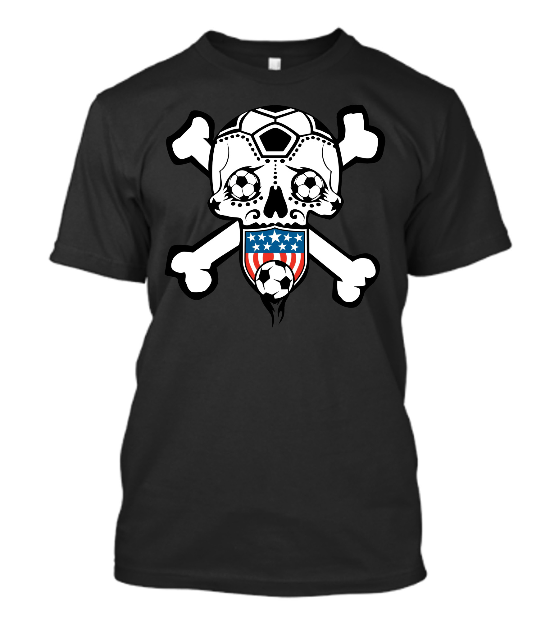 Sugar Skull USA Soccer Emblem With Bones T-Shirt