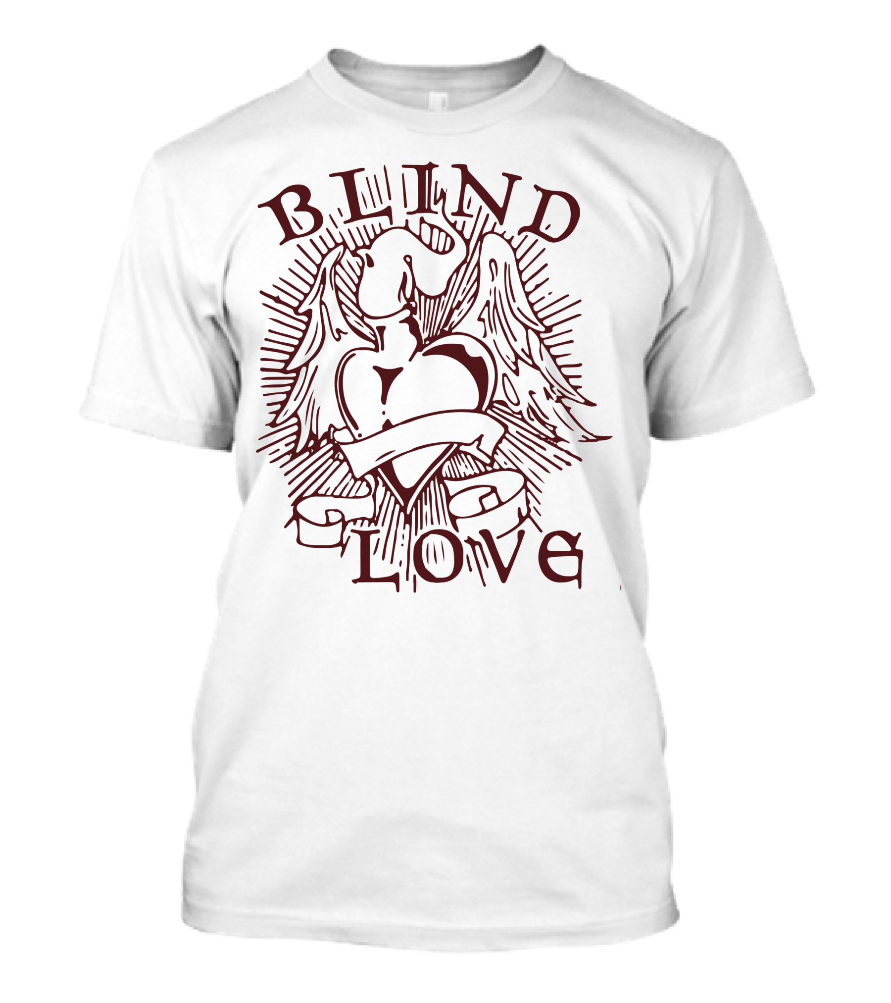 Blind Love Heart With Wings And Banner T-Shirt