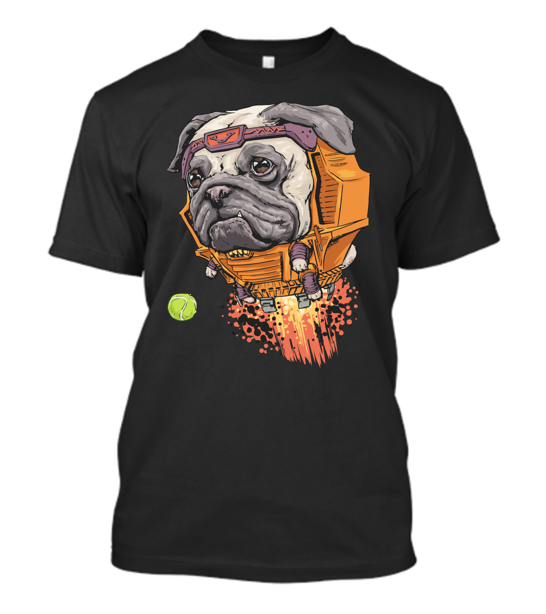MODOK Pug Rocket Tennis Ball Chase T-Shirt