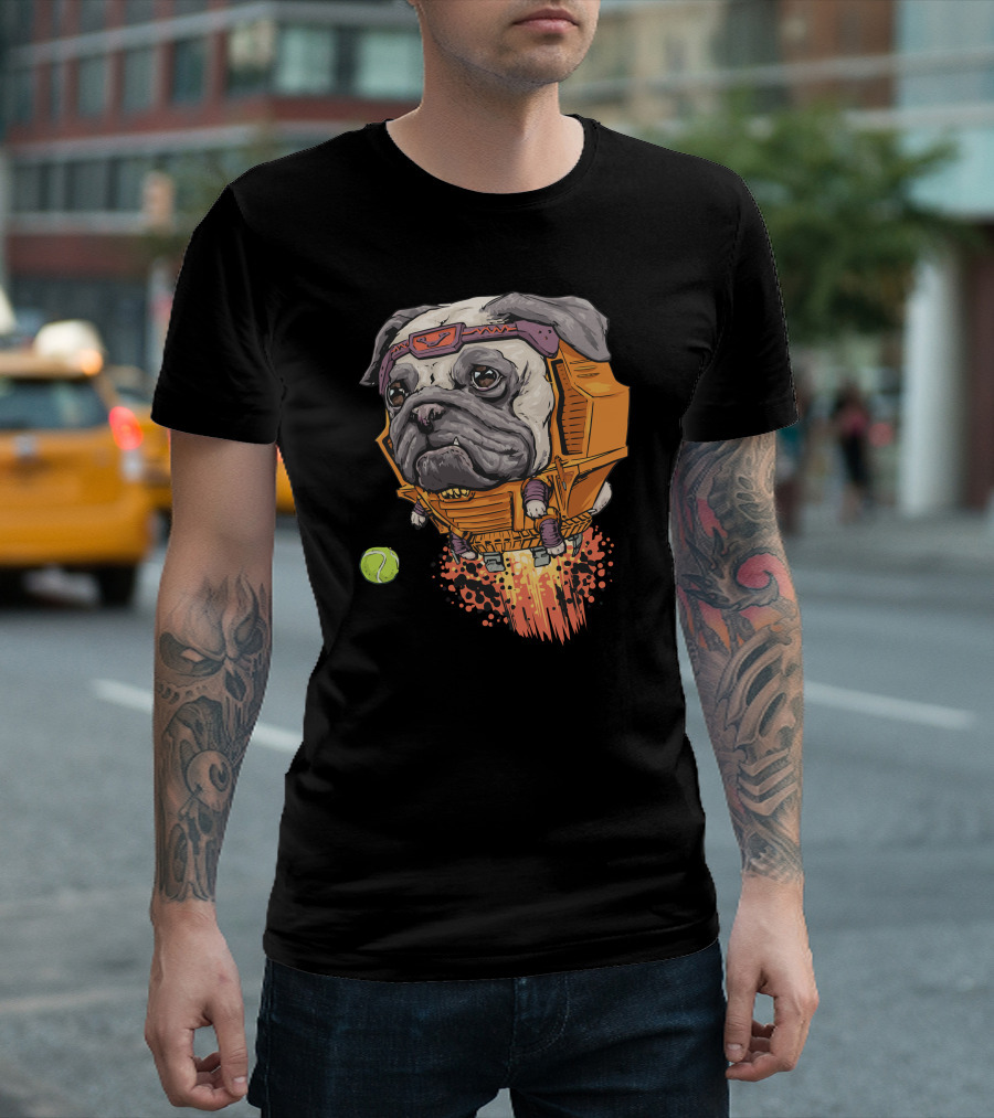 MODOK Pug Rocket Tennis Ball Chase T-Shirt