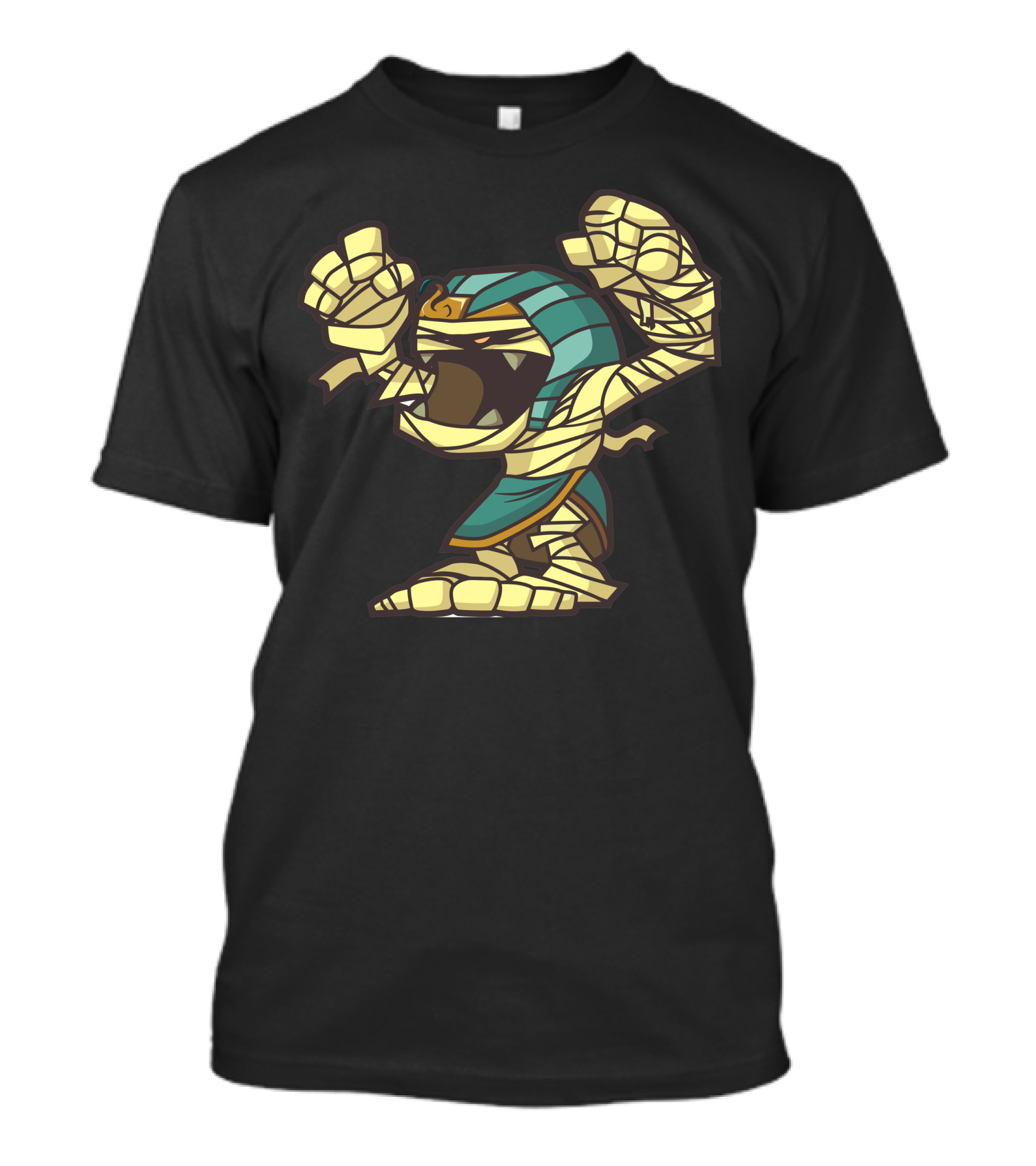 Momia Cartoon Character Wrapped In Bandages With Egyptian Headpiece T-Shirt