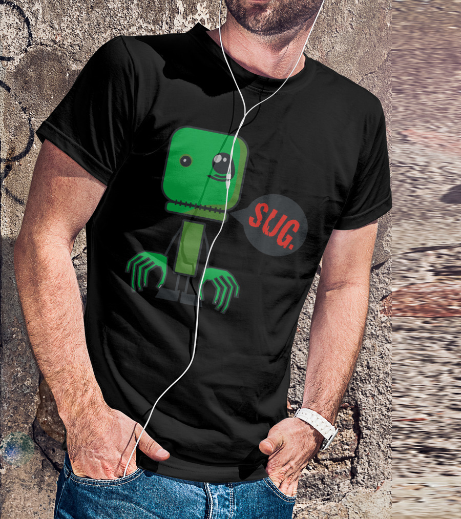 Monster SUG Green Cartoon Character With Claw Hands T-Shirt