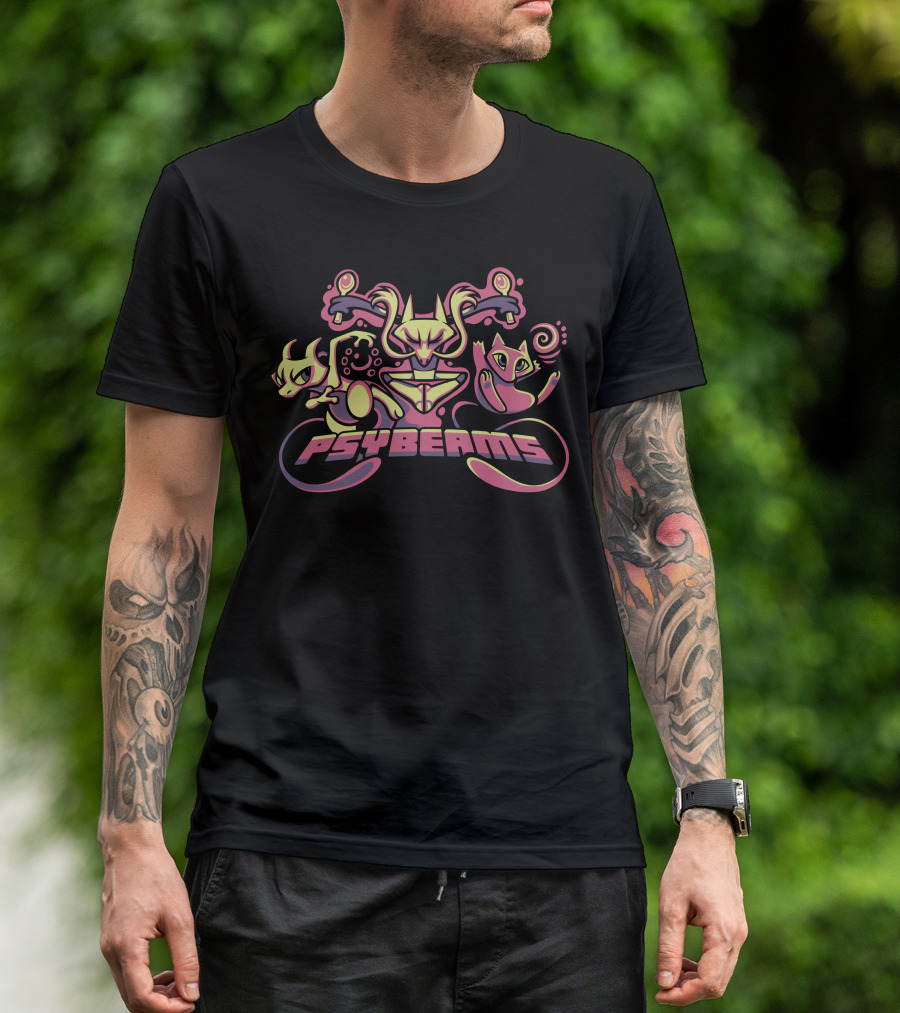 PSYBEAMS Psychic Pokémon Mew Mewtwo Abra Kadabra Alakazam Fan T-Shirt