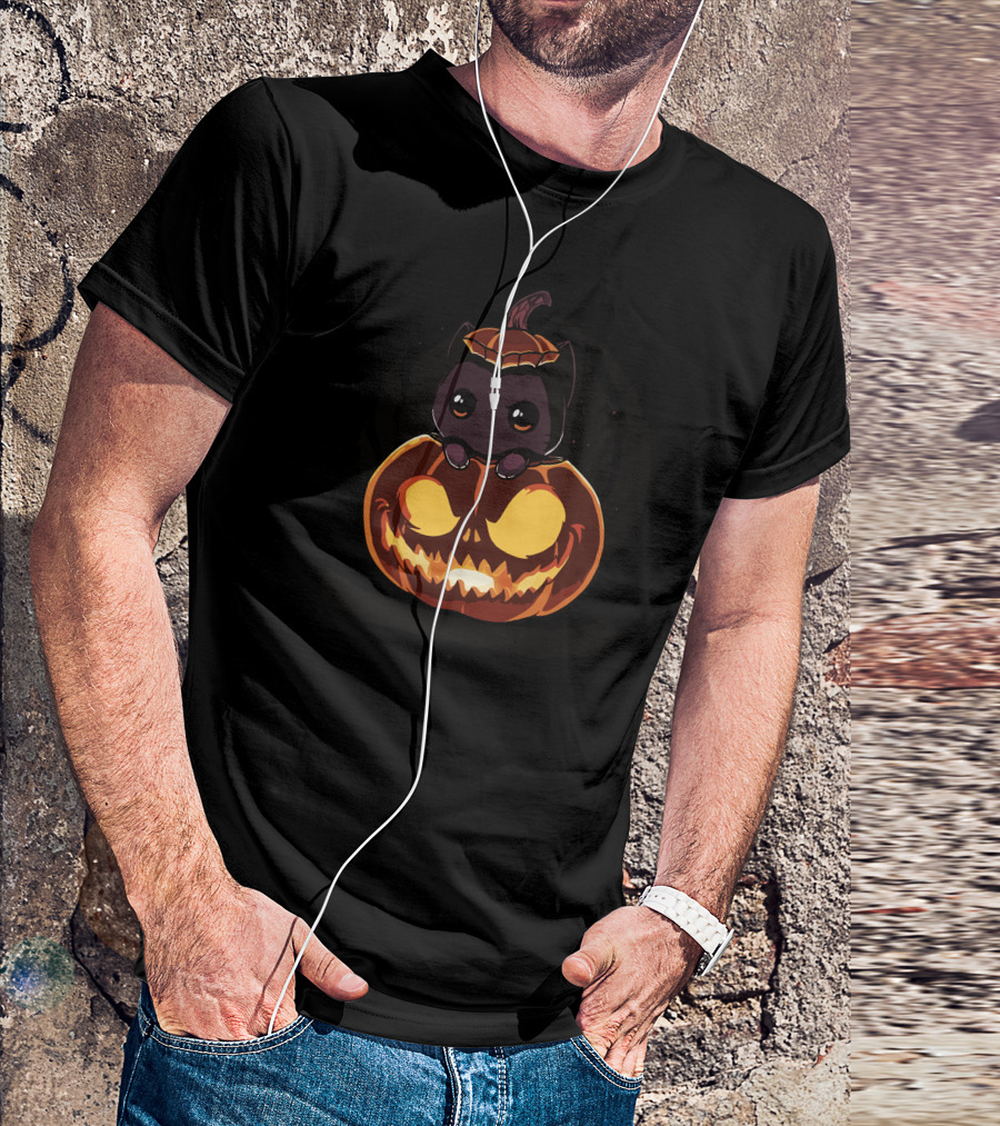 Pumpkitten Halloween Cat Inside Jack-O'-Lantern T-Shirt