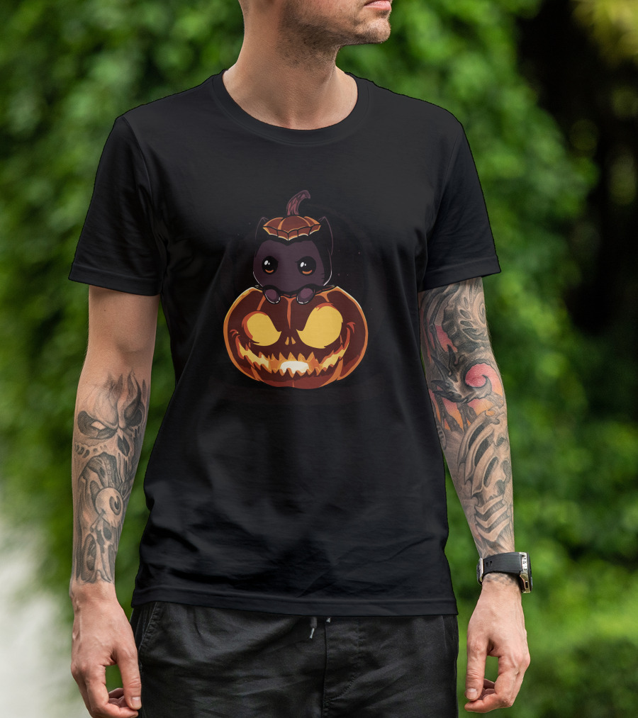 Pumpkitten Halloween Cat Inside Jack-O'-Lantern T-Shirt
