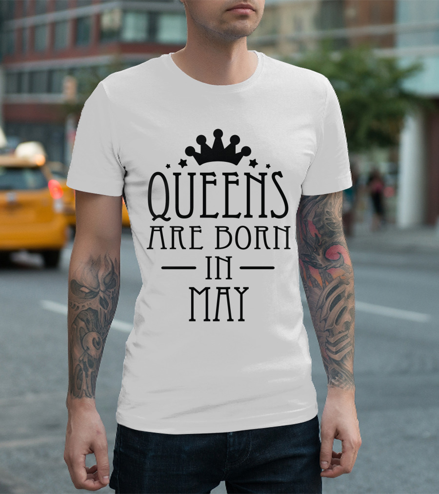 Queens Are Born In May Crown Stars T-Shirt