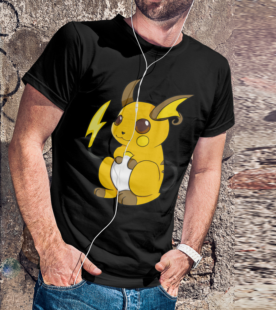 Raichu Electric Mouse Pokémon Yellow And Brown Character T-Shirt