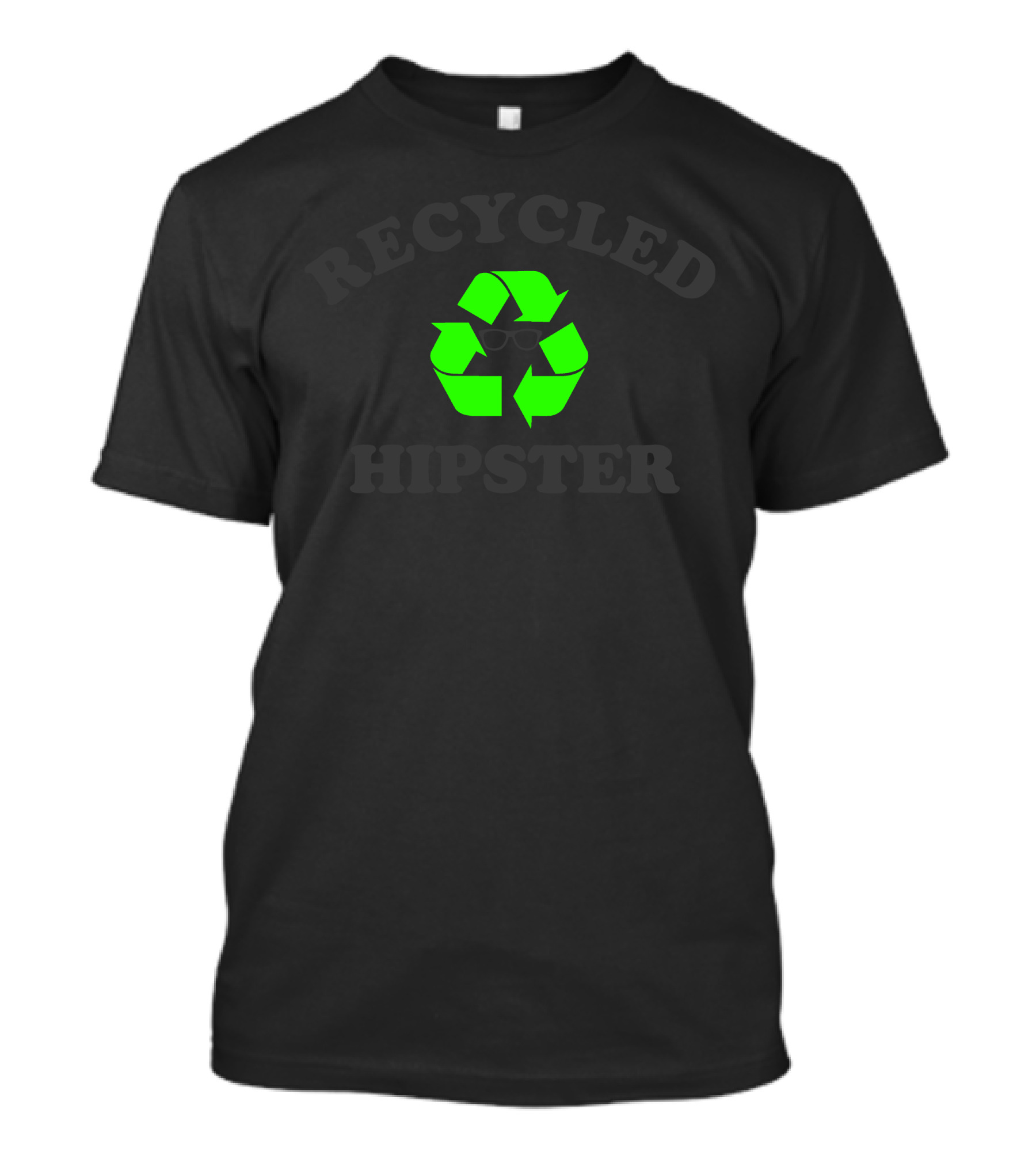 Recycled Hipster Green Recycling Symbol With Glasses T-Shirt