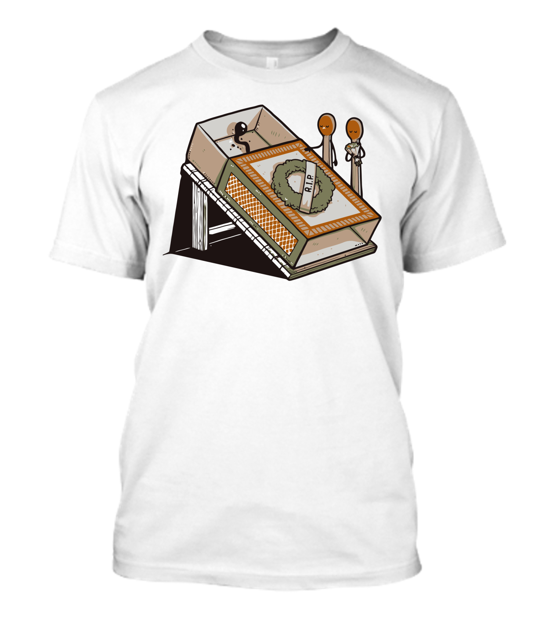 RIP Matchstick Funeral In Matchbox Coffin With Wreath T-Shirt