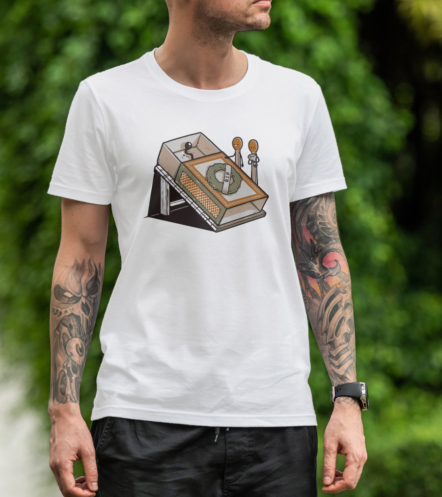 RIP Matchstick Funeral In Matchbox Coffin With Wreath T-Shirt