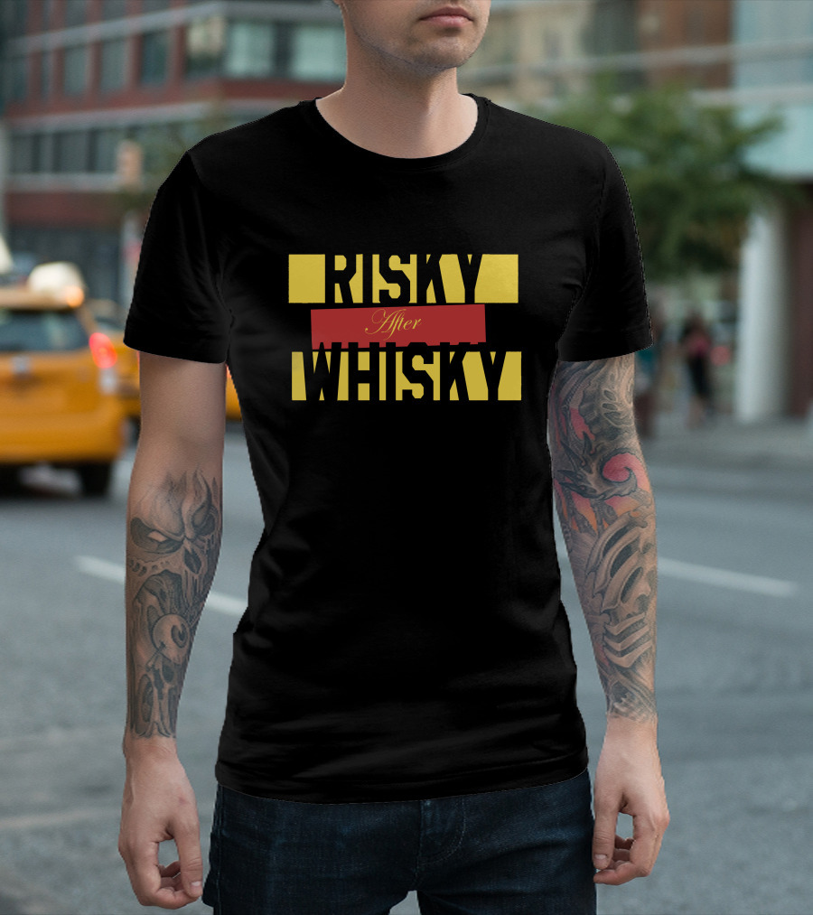 RISKY After WHISKY Bold Yellow and Red Stripes T-Shirt